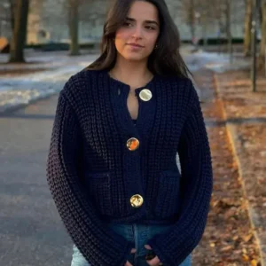 Spring Women’s Knitted Button Cardigan with Pockets