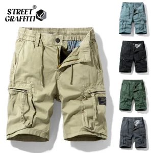 2024 New Spring Men Cotton Cargo Shorts Clothing Summer Casual Breeches Bermuda Fashion Beach Pants Los Cortos Cargo Short Men