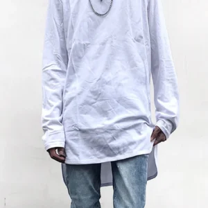 Men’s Asymmetrical Split Hem Long Sleeve Tee