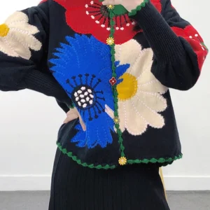 Thick Colorful Flower Sweater for Autumn/Winter
