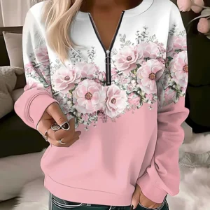 Women’s Floral Zip-Up Hoodie