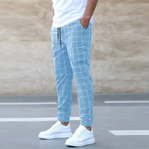 Men’s Slim Fit Plaid Sweatpants