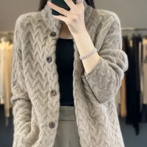 Women’s Soft Cashmere Twist Knit Cardigan