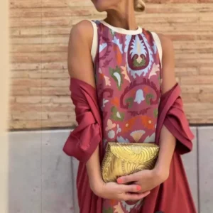 Elegant Women’s Maxi Dress & Cloak Coat Set