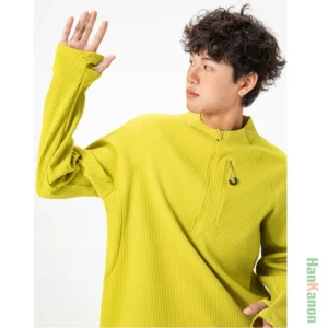 Men's Waffle Knit Semi-Zip Long Sleeve Shirt