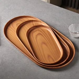 3pcs Faux Wood Grain Large Tray Set