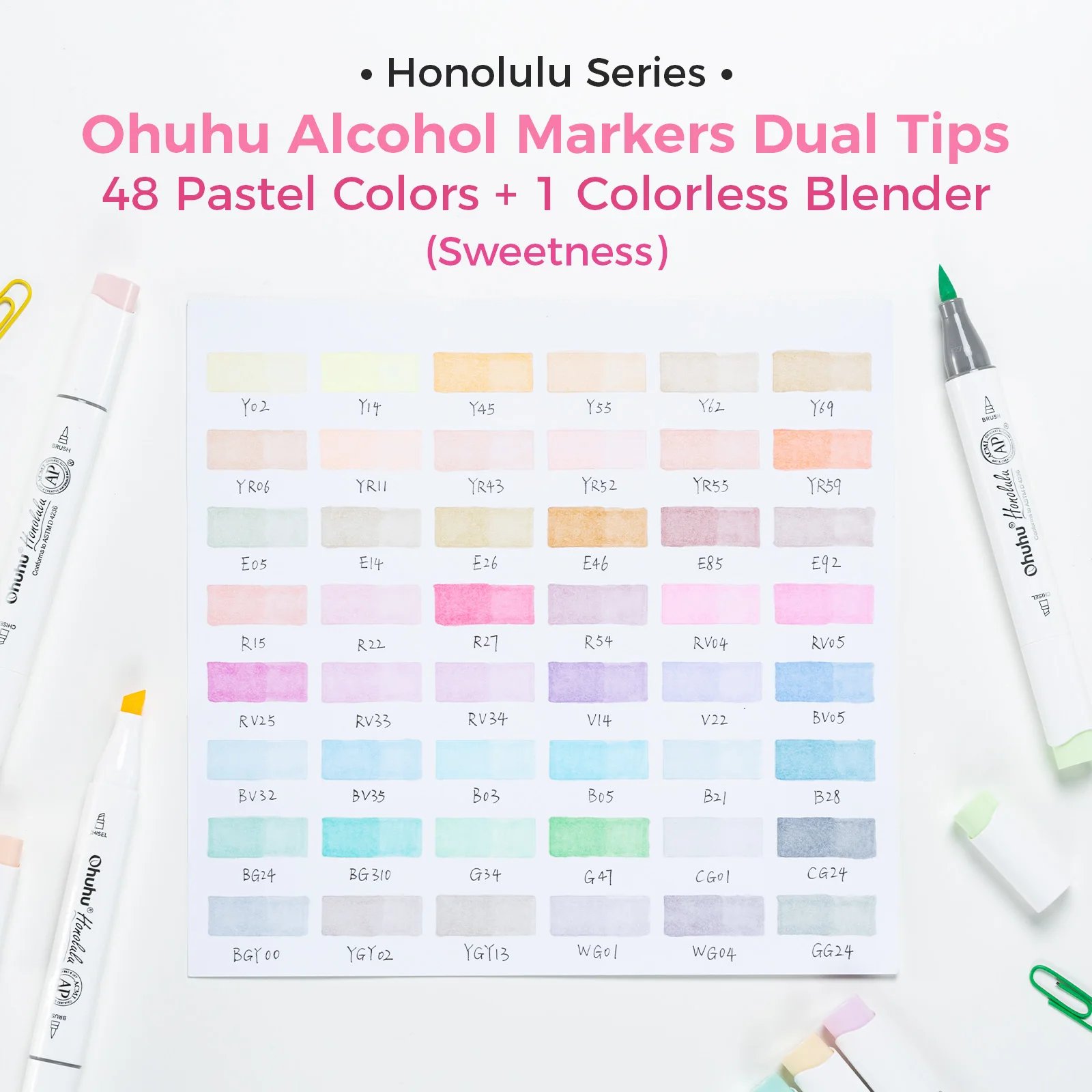Ohuhu Honolulu 48 Pastel Colors Marker Pen Set Alcohol Art Markers Refillable Dual Tips Sketching Drawing School Art Supplies Ohuhu Honolulu 48 Pastel Colors Marker Pen Set Alcohol Art Markers Refillable Dual Tips Sketching Drawing School Art Supplies
