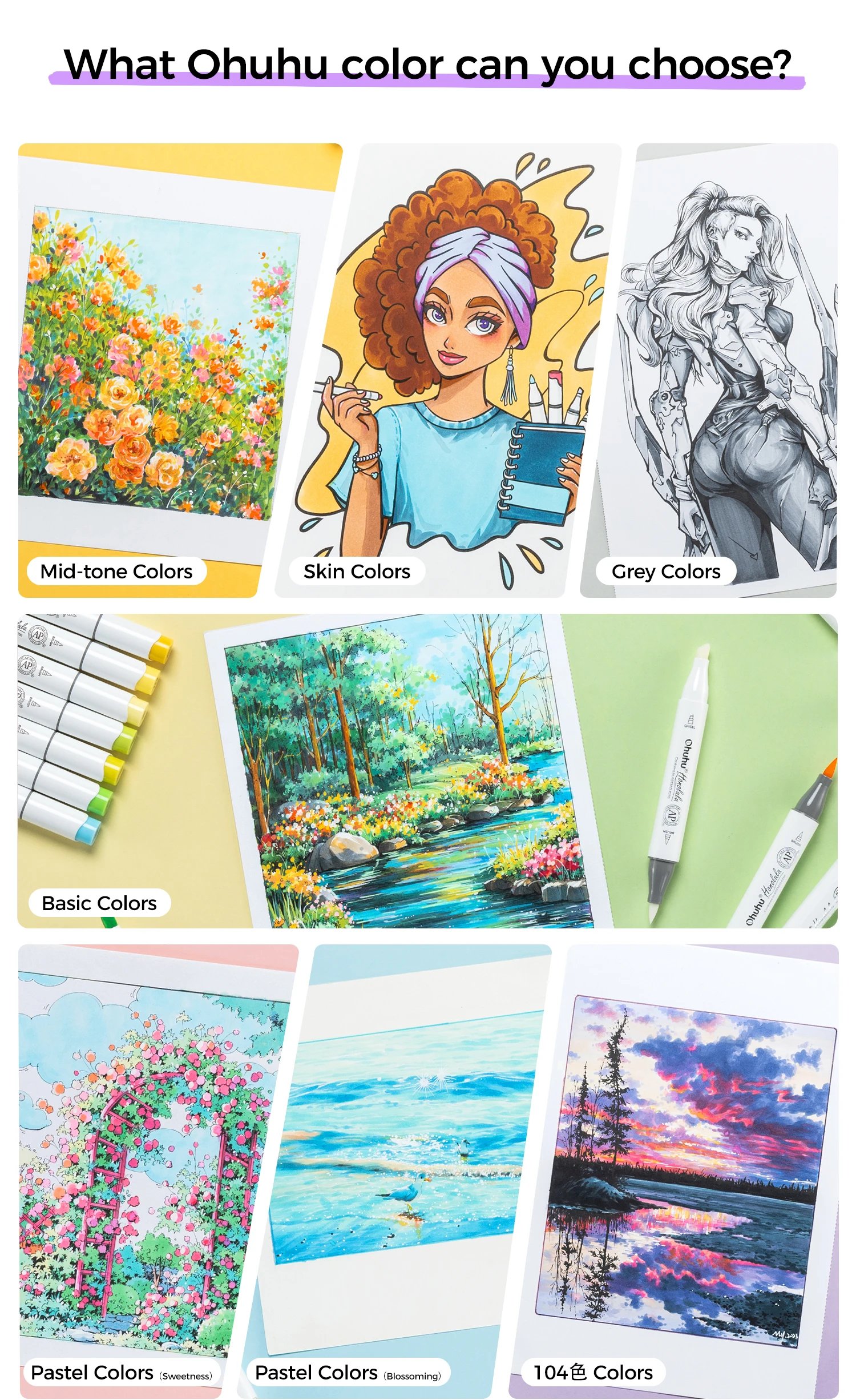 Ohuhu Honolulu 48 Pastel Colors Marker Pen Set Alcohol Art Markers Refillable Dual Tips Sketching Drawing School Art Supplies Ohuhu Honolulu 48 Pastel Colors Marker Pen Set Alcohol Art Markers Refillable Dual Tips Sketching Drawing School Art Supplies