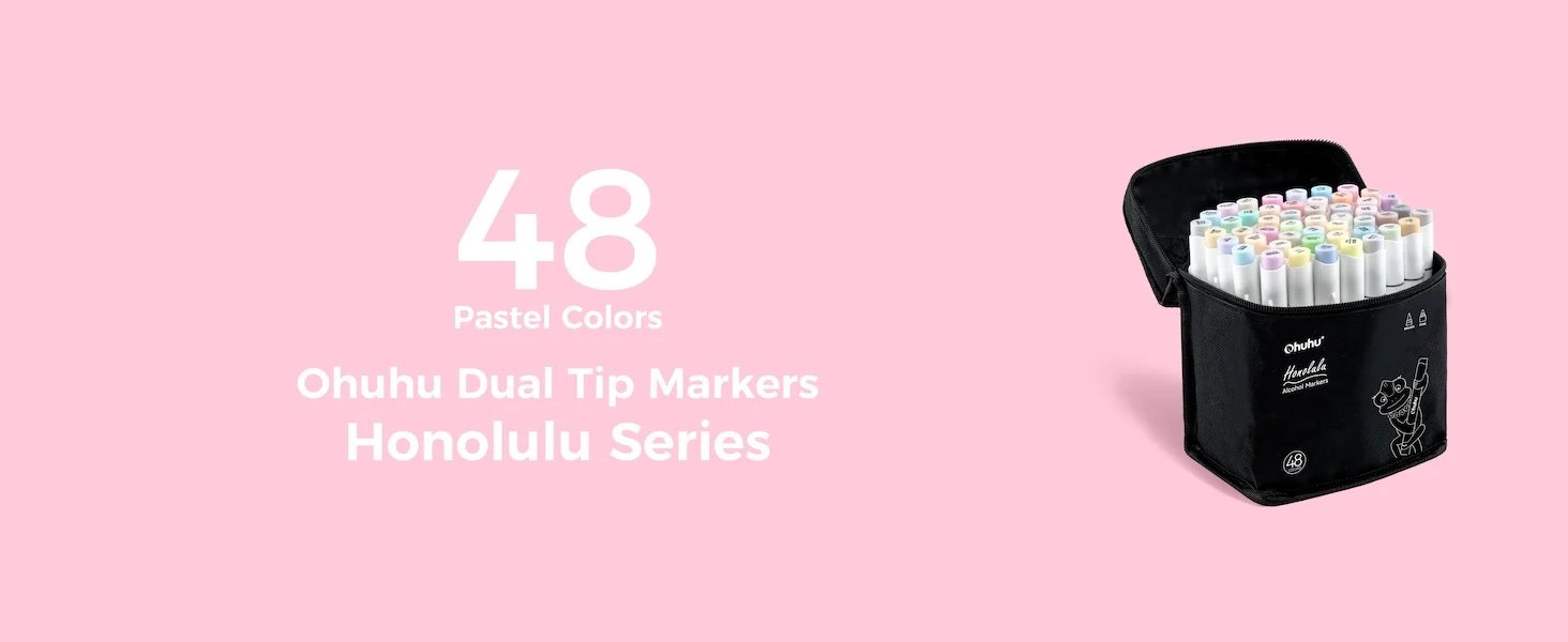 Ohuhu Honolulu 48 Pastel Colors Marker Pen Set Alcohol Art Markers Refillable Dual Tips Sketching Drawing School Art Supplies Ohuhu Honolulu 48 Pastel Colors Marker Pen Set Alcohol Art Markers Refillable Dual Tips Sketching Drawing School Art Supplies