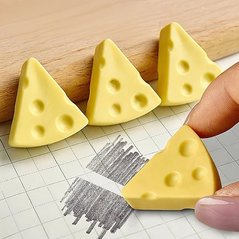 Simulation Cheese Eraser Soft School Supplies Clean Mess Free Stationary Office Student Rubber Eraser For Kids Gift