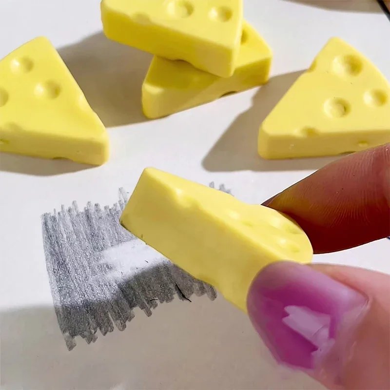 Simulation Cheese Eraser Soft School Supplies Clean Mess Free Stationary Office Student Rubber Eraser For Kids Gift