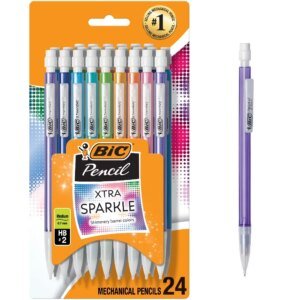 Xtra Sparkle Mechanical Pencils – No. 2, 0.7mm Lead, 24-Count, Assorted Colors for School & Office