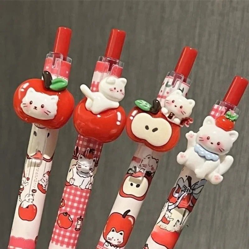4Pcs Kawaii Apple Cat Gel Pen 0.5mm Black Ink Gel Pens Soft Grip Student Writing Pen Cute Stationery School Office Supplies 4Pcs Kawaii Apple Cat Gel Pen 0.5mm Black Ink Gel Pens Soft Grip Student Writing Pen Cute Stationery School Office Supplies