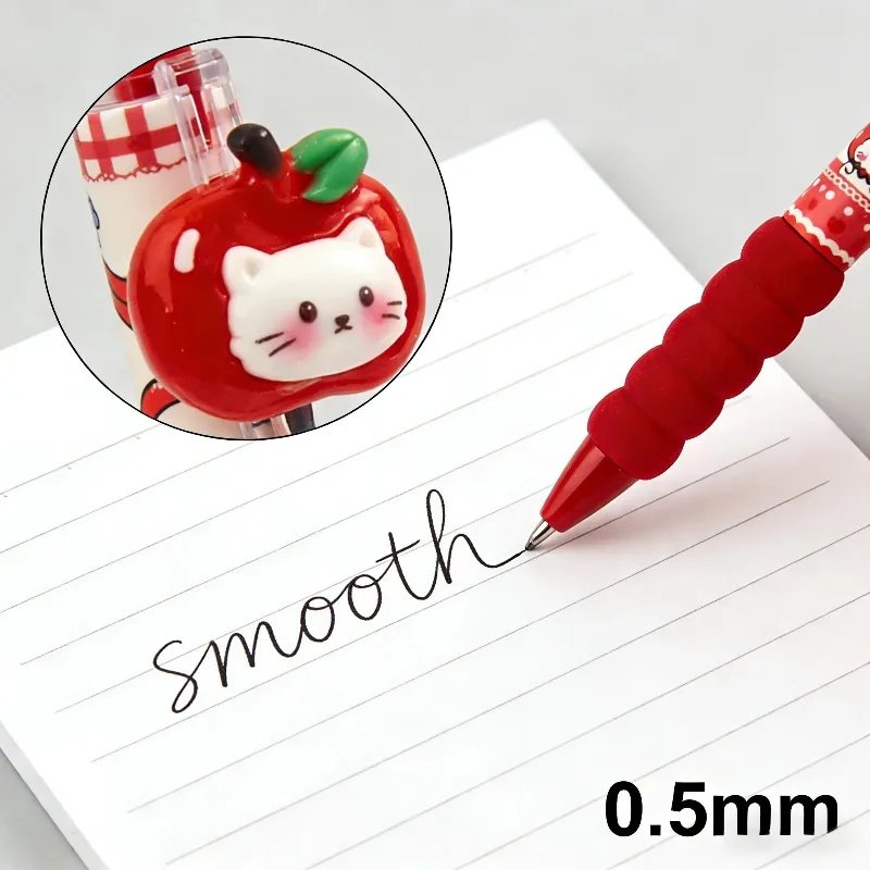 4Pcs Kawaii Apple Cat Gel Pen 0.5mm Black Ink Gel Pens Soft Grip Student Writing Pen Cute Stationery School Office Supplies 4Pcs Kawaii Apple Cat Gel Pen 0.5mm Black Ink Gel Pens Soft Grip Student Writing Pen Cute Stationery School Office Supplies