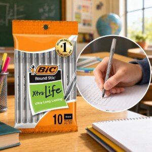 50-Pack Black Ballpoint Pens – Medium Point, Smooth Writing, Classic Plastic Barrel for School & Office