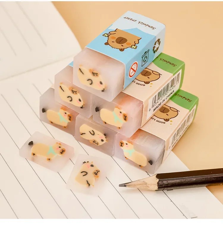 Kapibala Eraser Primary School Student Cartoon Sandwich Painting Eraser Cute Capybara False Debris Correction Pencil Rubber Kapibala Eraser Primary School Student Cartoon Sandwich Painting Eraser Cute Capybara False Debris Correction Pencil Rubber