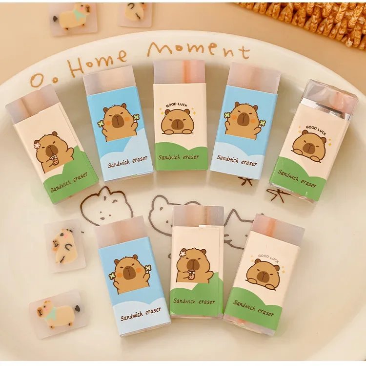 Kapibala Eraser Primary School Student Cartoon Sandwich Painting Eraser Cute Capybara False Debris Correction Pencil Rubber Kapibala Eraser Primary School Student Cartoon Sandwich Painting Eraser Cute Capybara False Debris Correction Pencil Rubber