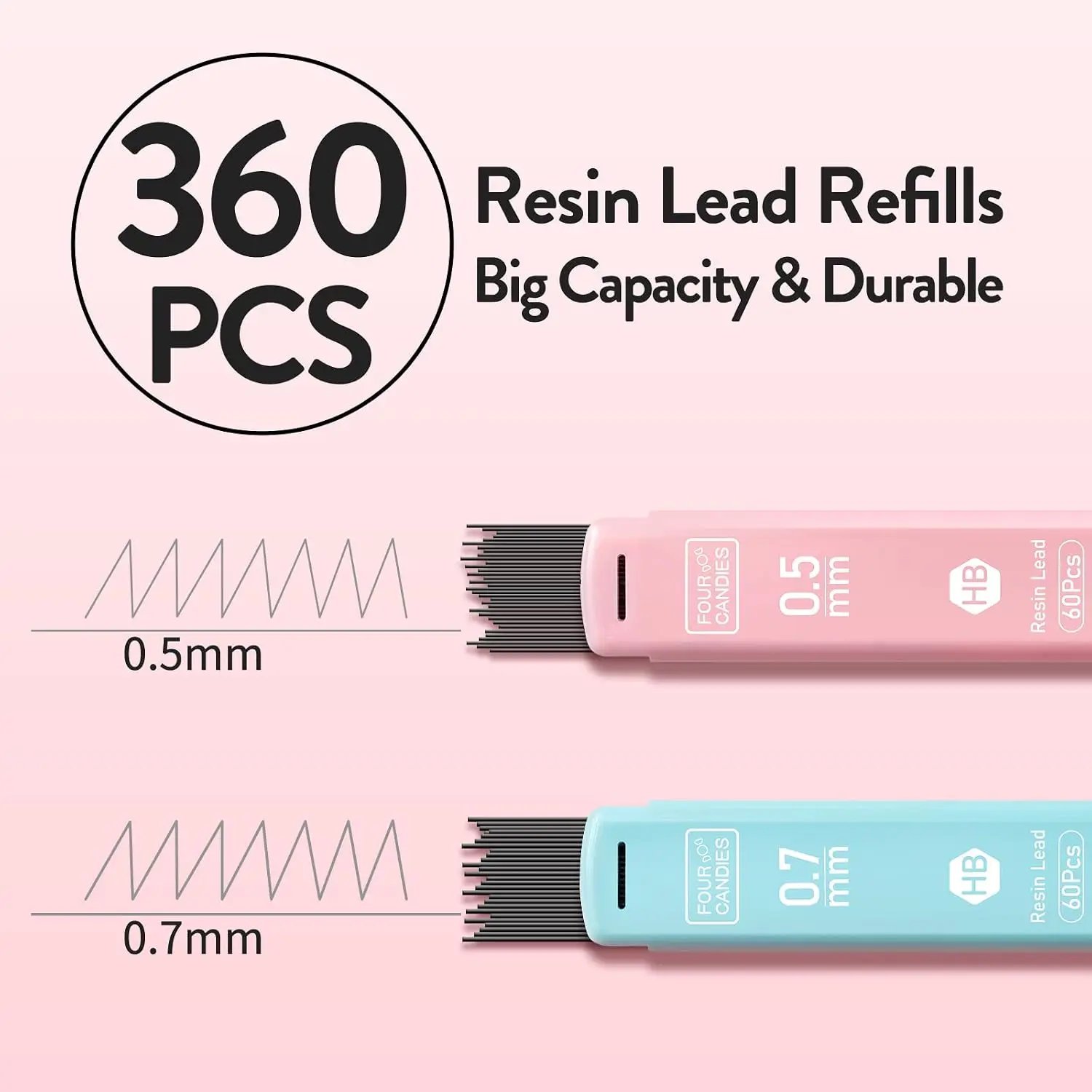 Cute Mechanical Pencil Set, 6-Pack 0.5/0.7mm with 360 Lead Refills, 3 Erasers, 9 Eraser Refills, Storage Case, Back to School Supplies, Aesthetic Stationery
