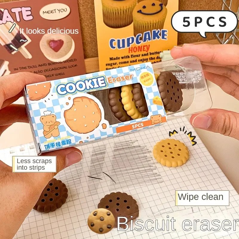 Cartoon Fun Snack Eraser Cute Cookies Bread Chocolate Shape Eraser Kawaii Girls for Gifts Students Stationery School Supplies