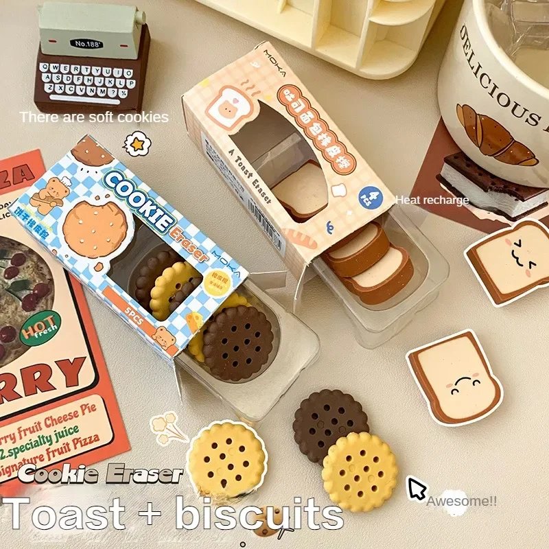 Cartoon Fun Snack Eraser Cute Cookies Bread Chocolate Shape Eraser Kawaii Girls for Gifts Students Stationery School Supplies