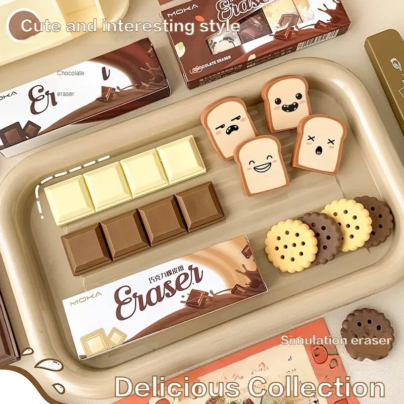 Cartoon Fun Snack Eraser Cute Cookies Bread Chocolate Shape Eraser Kawaii Girls for Gifts Students Stationery School Supplies