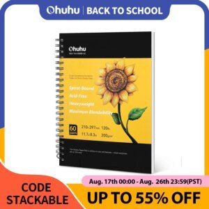 Ohuhu Spiral-Bound Marker Pad – Alcohol Marker & Watercolor Sketchbook for Drawing, Sketching & Art