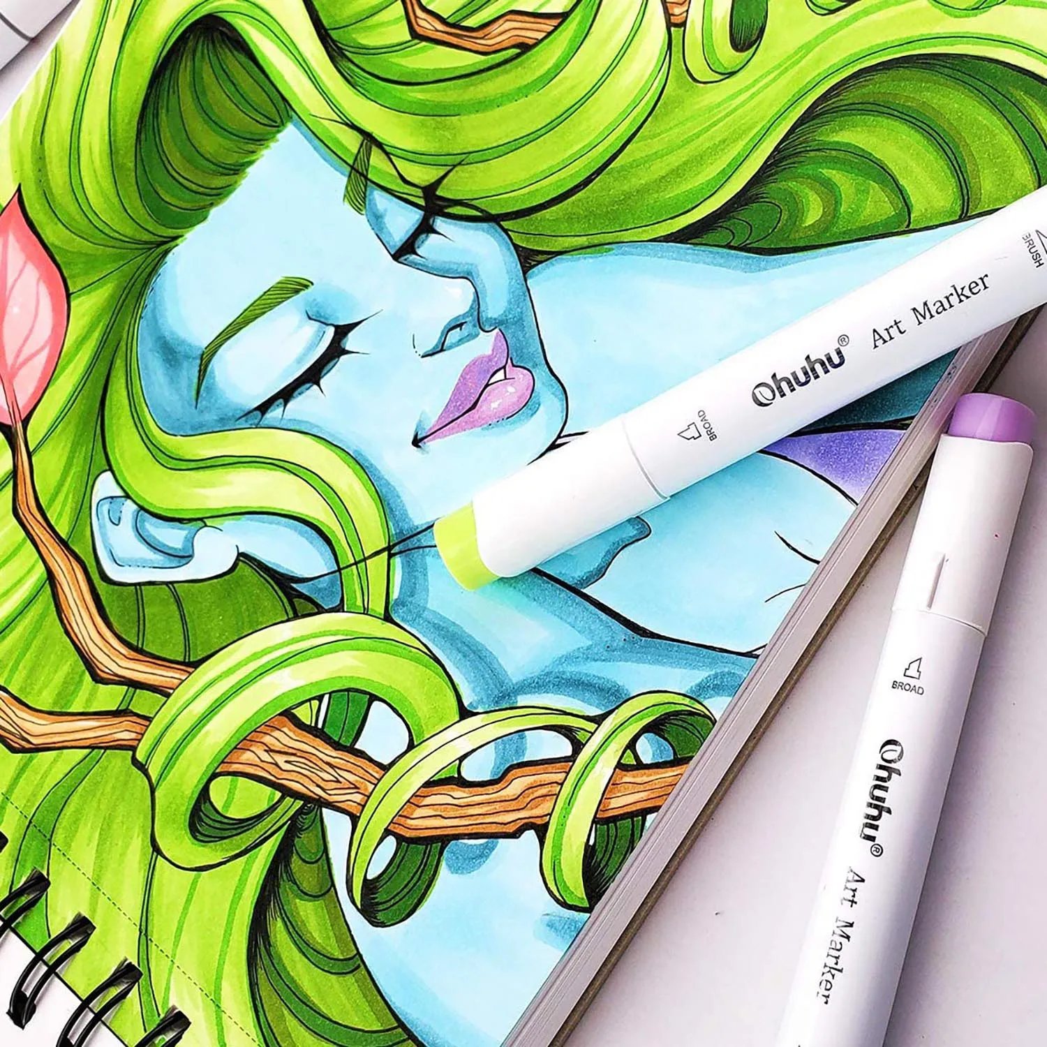 Ohuhu Spiral Bound Marker Pad for Alcohol Markers Art Sketchbook Watercolor Paper Pad Drawing Notebook for Markers School Gift Ohuhu Spiral Bound Marker Pad for Alcohol Markers Art Sketchbook Watercolor Paper Pad Drawing Notebook for Markers School Gift