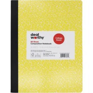 9.75" College-Ruled Composition Notebook – Yellow Cover for School, Home & Office