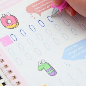 English Calligraphy Reusable Writing Book – Magic Practice Copybook with Erasable Tracing Pages & Pen for Preschool Kids