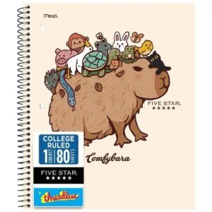 8.5" × 11" College-Ruled Notebook – 80 Pages, Threadless Binding, Cute Comfybara Design for School, Home & Office