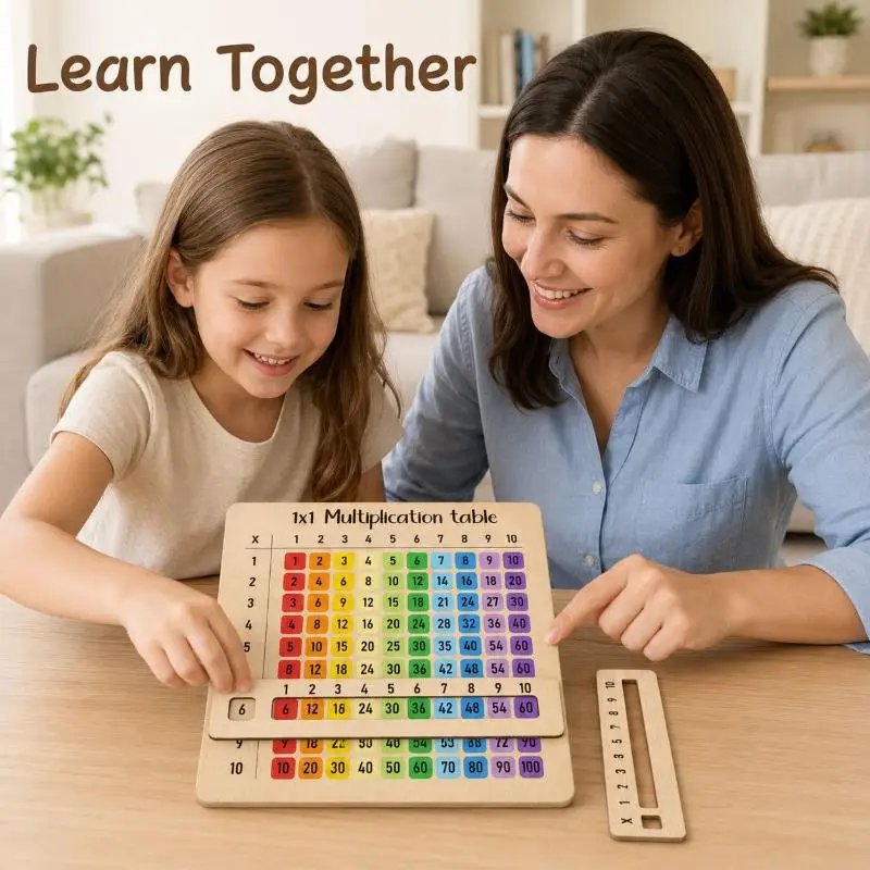 Eco-Friendly Multiplication Table Wooden Board Set Natural Wood Math Enlightenment Tool for Kindergarten Kids
