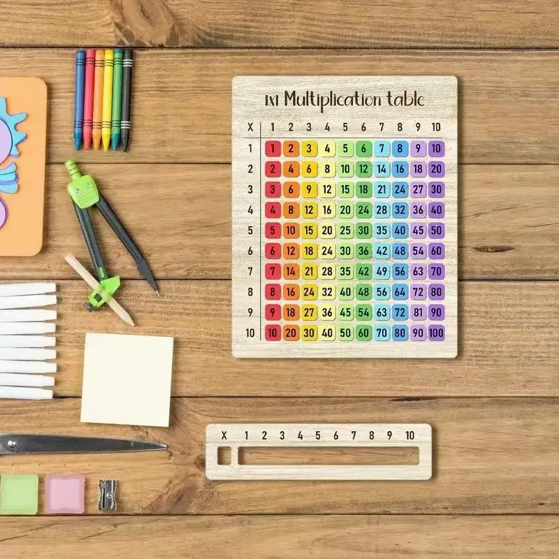 Eco-Friendly Multiplication Table Wooden Board Set Natural Wood Math Enlightenment Tool for Kindergarten Kids