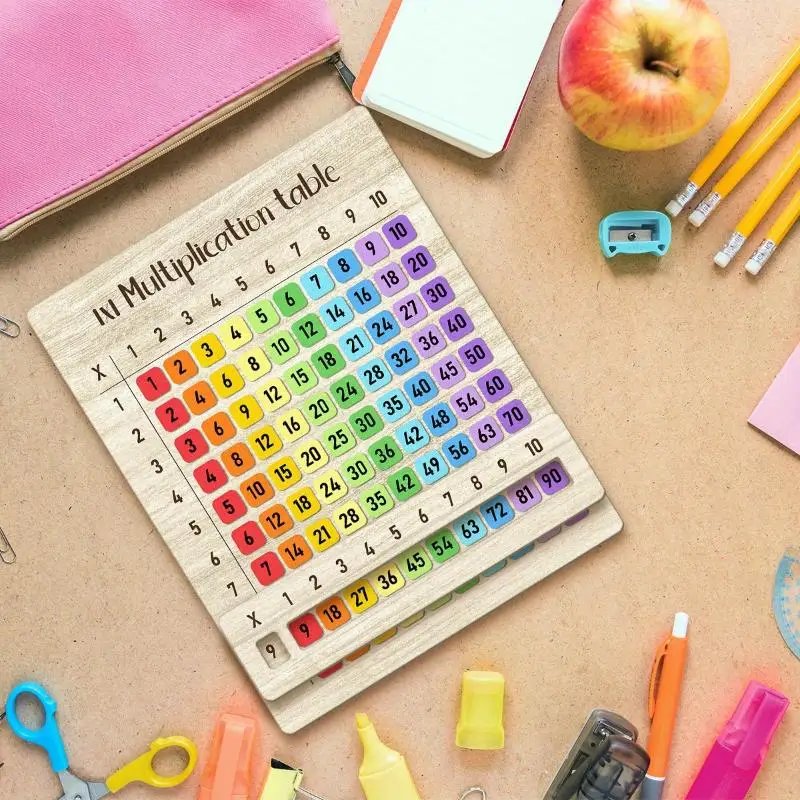 Eco-Friendly Multiplication Table Wooden Board Set Natural Wood Math Enlightenment Tool for Kindergarten Kids