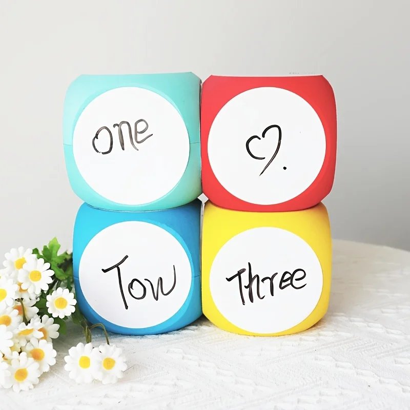 Erasable and Reusable EVA Whiteboard Dice Set with Eraser and Pen,Suitable for Math,English Skill Development Fun Classroom Prop Erasable and Reusable EVA Whiteboard Dice Set with Eraser and Pen,Suitable for Math,English Skill Development Fun Classroom Prop