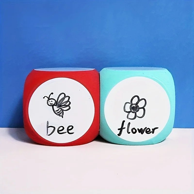 Erasable and Reusable EVA Whiteboard Dice Set with Eraser and Pen,Suitable for Math,English Skill Development Fun Classroom Prop Erasable and Reusable EVA Whiteboard Dice Set with Eraser and Pen,Suitable for Math,English Skill Development Fun Classroom Prop