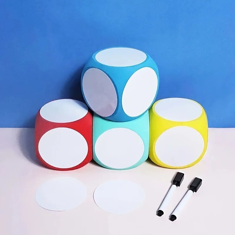 Erasable and Reusable EVA Whiteboard Dice Set with Eraser and Pen,Suitable for Math,English Skill Development Fun Classroom Prop Erasable and Reusable EVA Whiteboard Dice Set with Eraser and Pen,Suitable for Math,English Skill Development Fun Classroom Prop