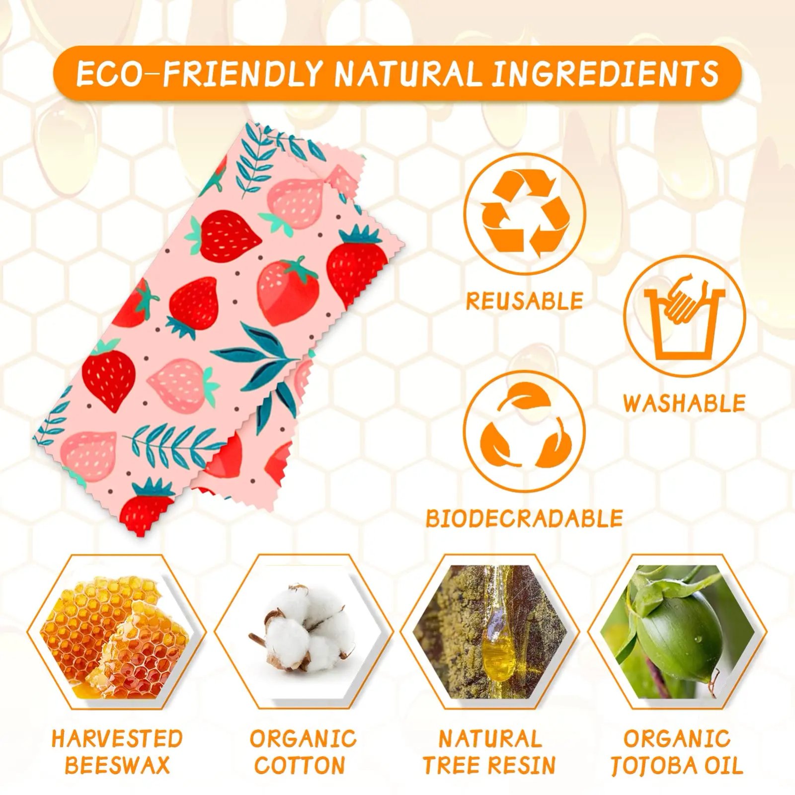 Reusable Beeswax Wrap Eco-Friendly Beeswax Food Wraps Zero Waste Bread Sandwich Food Wrap Organic Plastic-Free Food Storage Reusable Beeswax Wrap Eco-Friendly Beeswax Food Wraps Zero Waste Bread Sandwich Food Wrap Organic Plastic-Free Food Storage