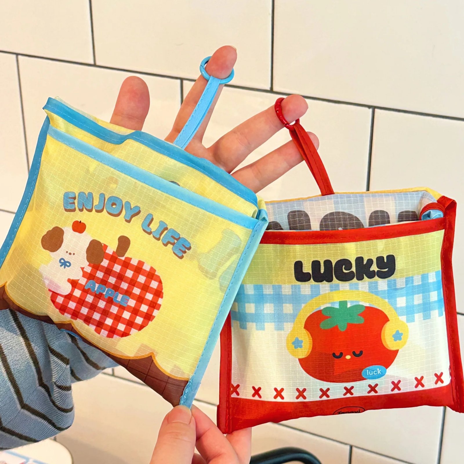 Cute Cartoon Shopping Bag Portable Folding Storage Bag Eco-Friendly Shopping Bag Waterproof Environmentally Friendly