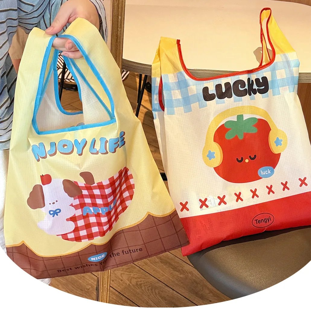 Cute Cartoon Shopping Bag Portable Folding Storage Bag Eco-Friendly Shopping Bag Waterproof Environmentally Friendly