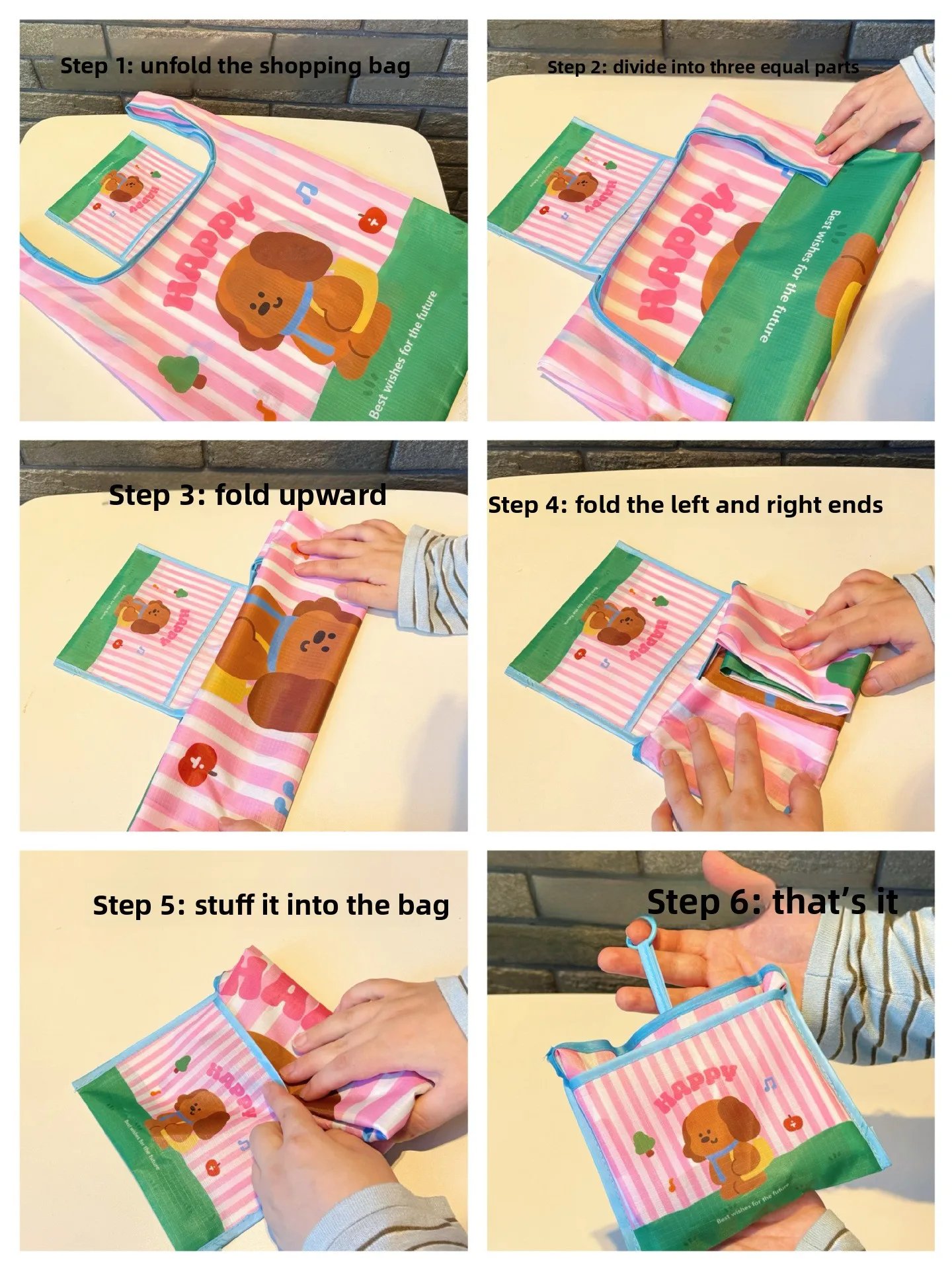 Cute Cartoon Shopping Bag Portable Folding Storage Bag Eco-Friendly Shopping Bag Waterproof Environmentally Friendly
