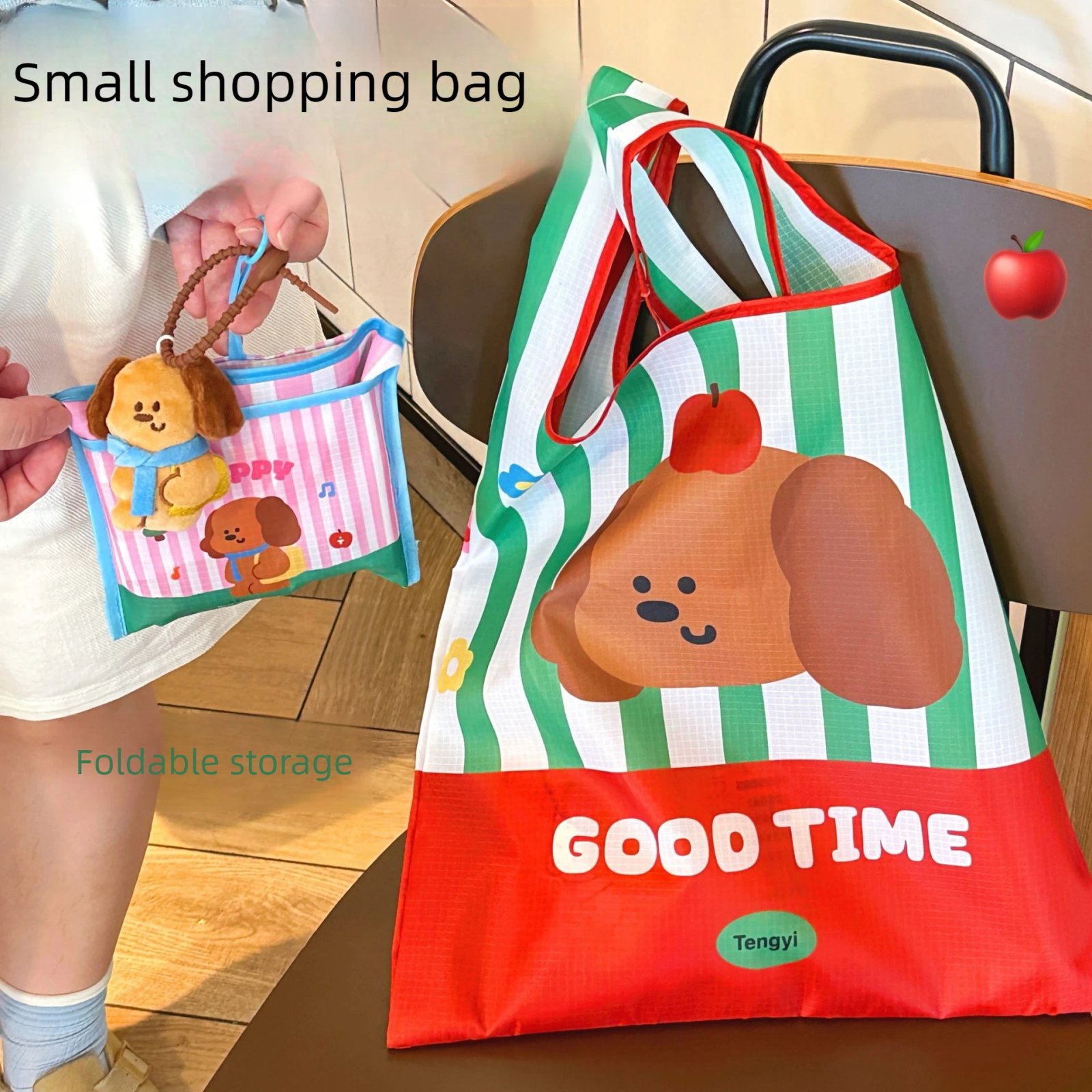 Cute Cartoon Shopping Bag Portable Folding Storage Bag Eco-Friendly Shopping Bag Waterproof Environmentally Friendly