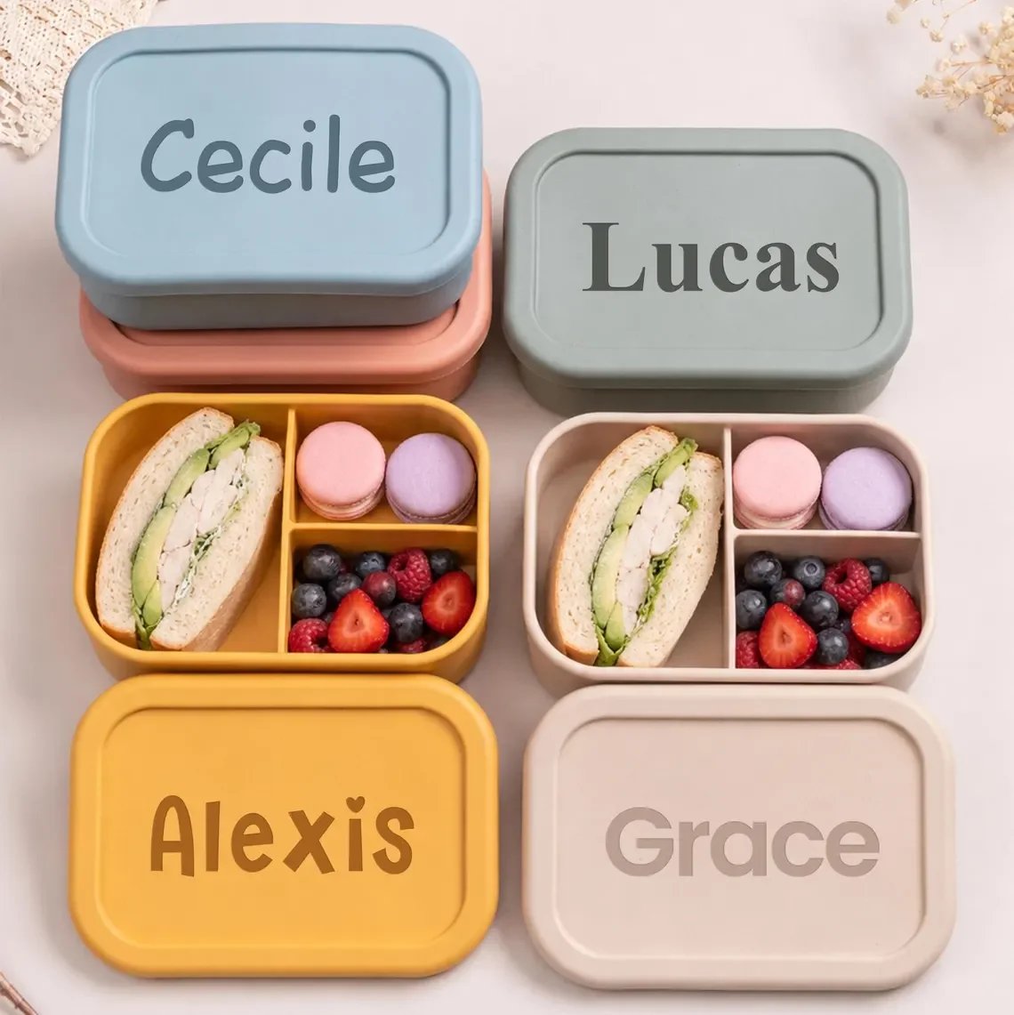 Personalized Kids Lunch Box with Name,Custom Silicone Bento Box, Lunch Box with Compartments,Back To School Gift Personalized Kids Lunch Box with Name,Custom Silicone Bento Box, Lunch Box with Compartments,Back To School Gift