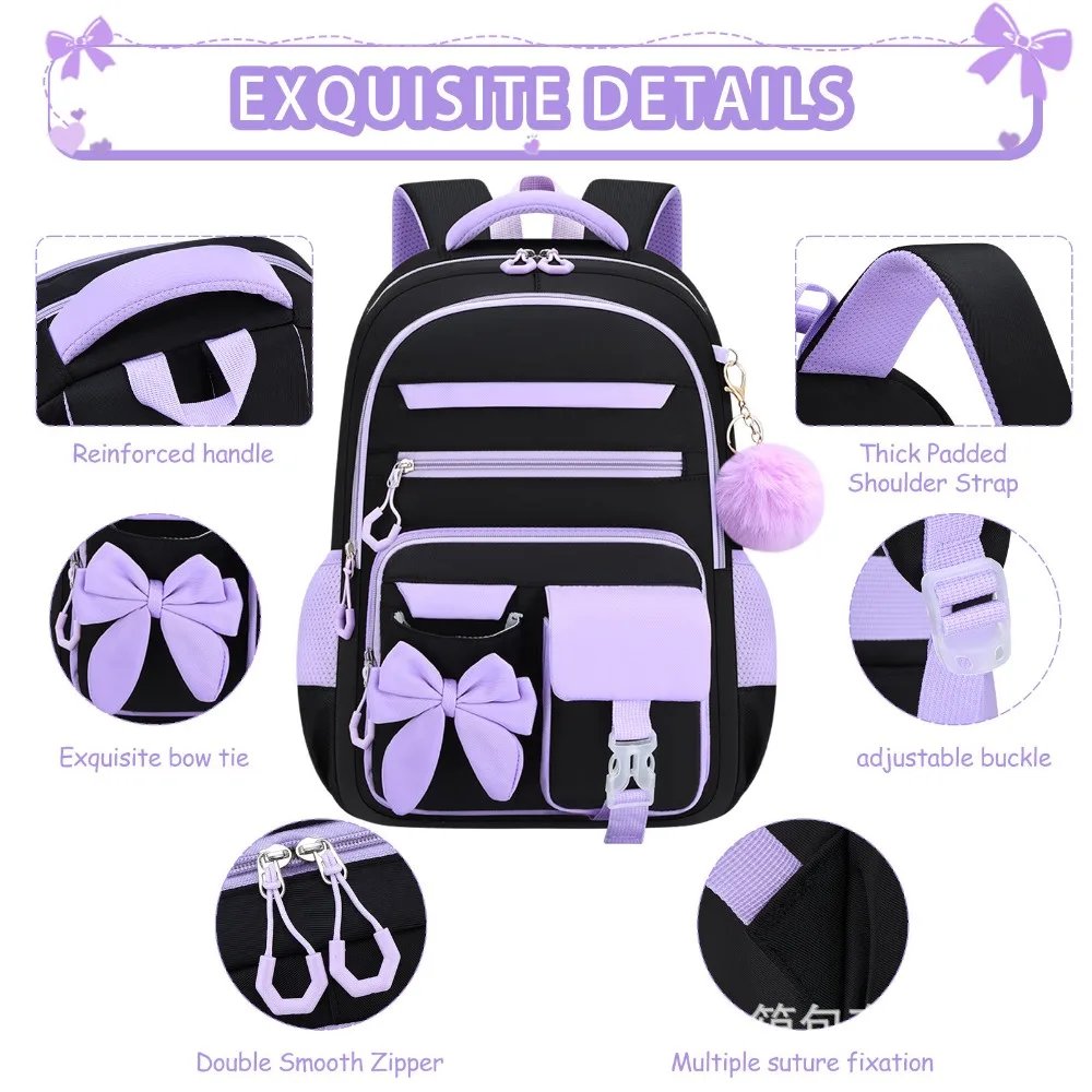 3PCS Cartoon Backpack,lunch Bag,Pencil Case Set Large Capacity Oxford Cloth Bow-knot Schoolbag Set Waterproof Lightweight 3PCS Cartoon Backpack,lunch Bag,Pencil Case Set Large Capacity Oxford Cloth Bow-knot Schoolbag Set Waterproof Lightweight