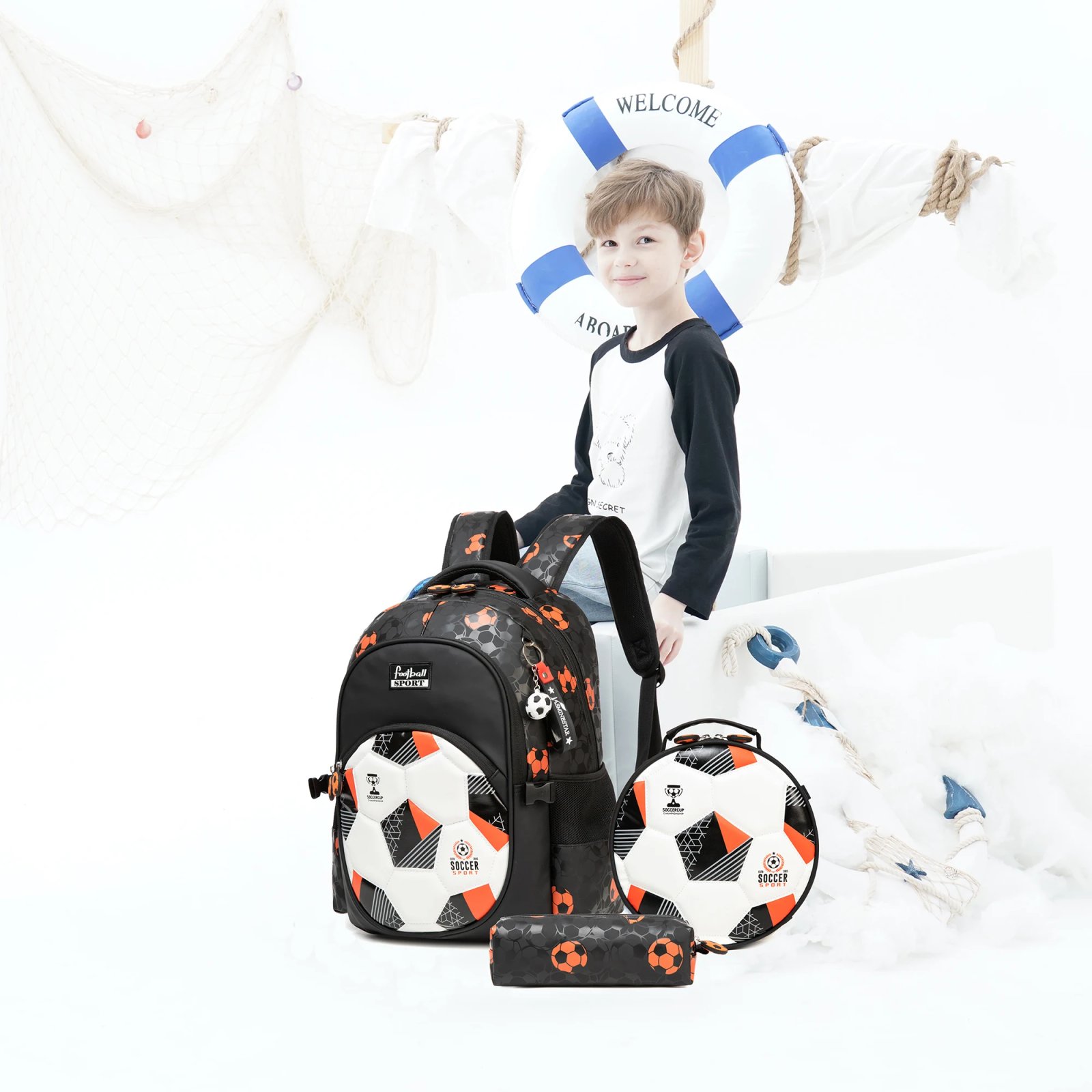 Boys' School Backpack with Lunch Box and Pencil Case - Ideal for Teens and Middle School Students