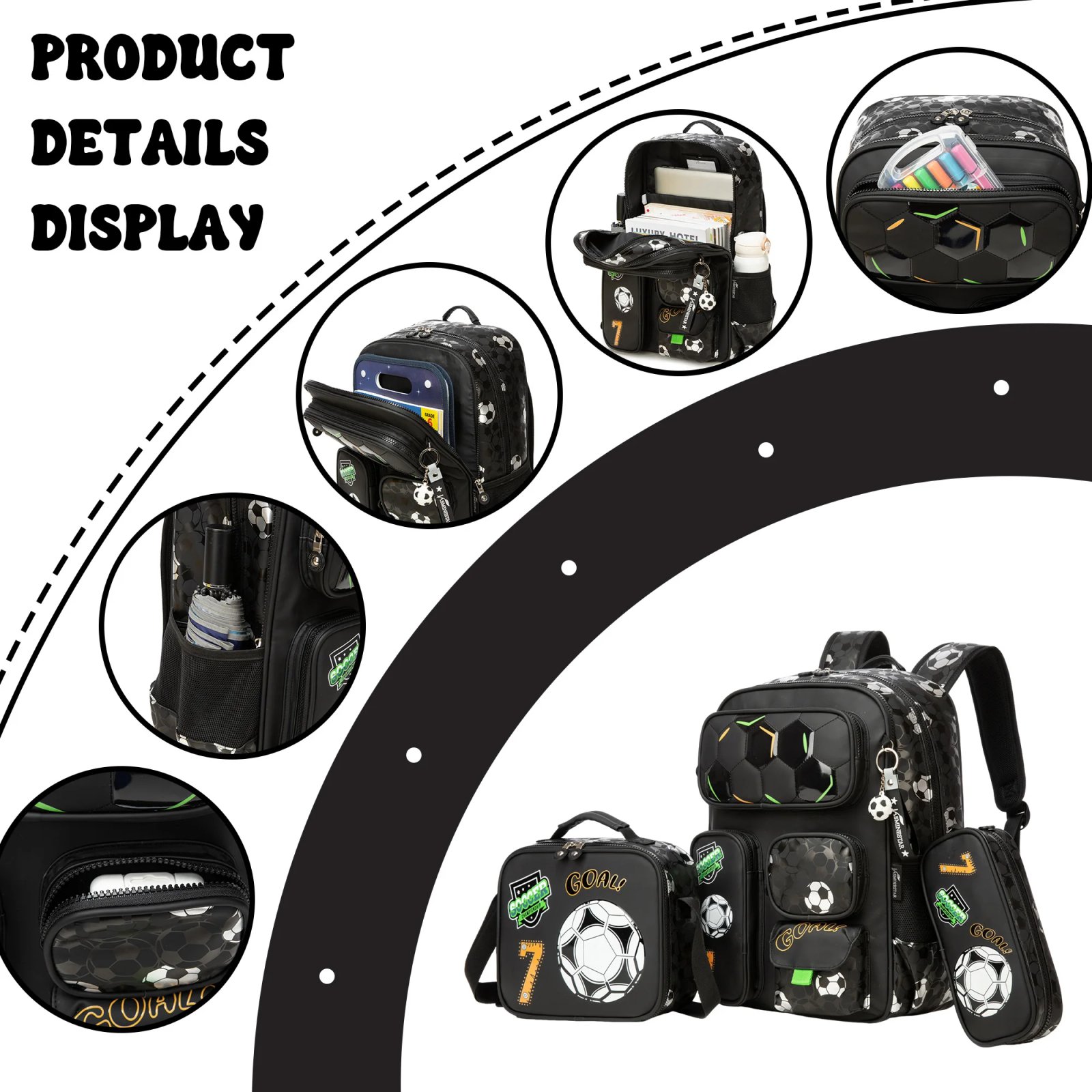 Boys' School Backpack with Lunch Box and Pencil Case - Ideal for Teens and Middle School Students