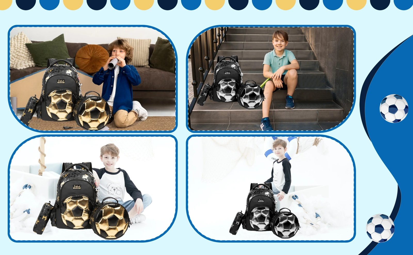 Boys' School Backpack with Lunch Box and Pencil Case - Ideal for Teens and Middle School Students