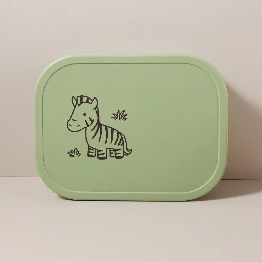 1340ml 1pc Custom Name & Pattern Silicone Kids Lunch Box, 4-Compartment Bento, BPA Free, Leakproof