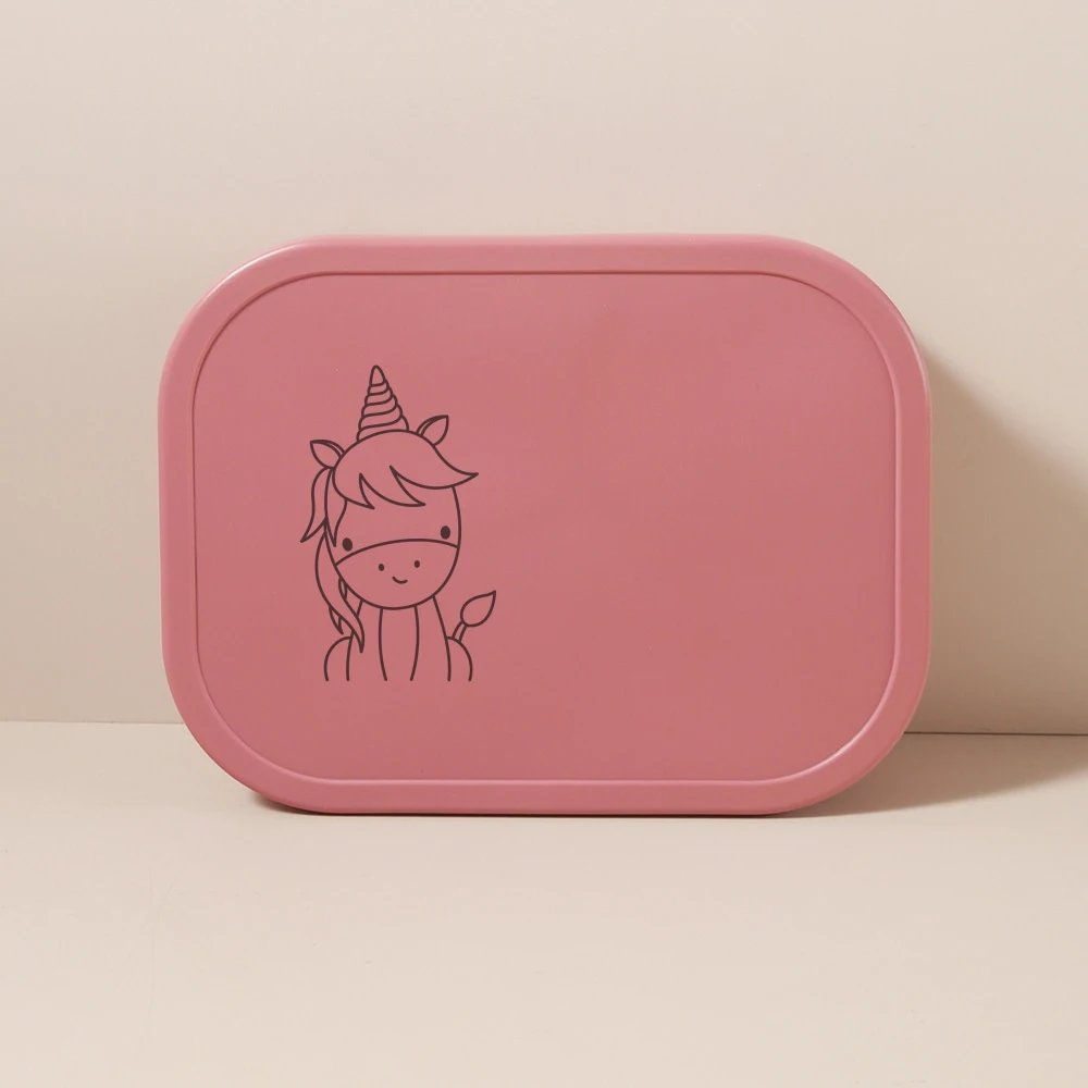 1340ml 1pc Custom Name & Pattern Silicone Kids Lunch Box, 4-Compartment Bento, BPA Free, Leakproof
