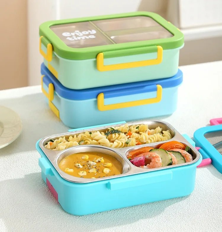 JUSTINLAU 304 Stainless Steel Lunch Box Compartment Leak-proof Student Office Workers Bento Box with Tableware Food Container JUSTINLAU 304 Stainless Steel Lunch Box Compartment Leak-proof Student Office Workers Bento Box with Tableware Food Container