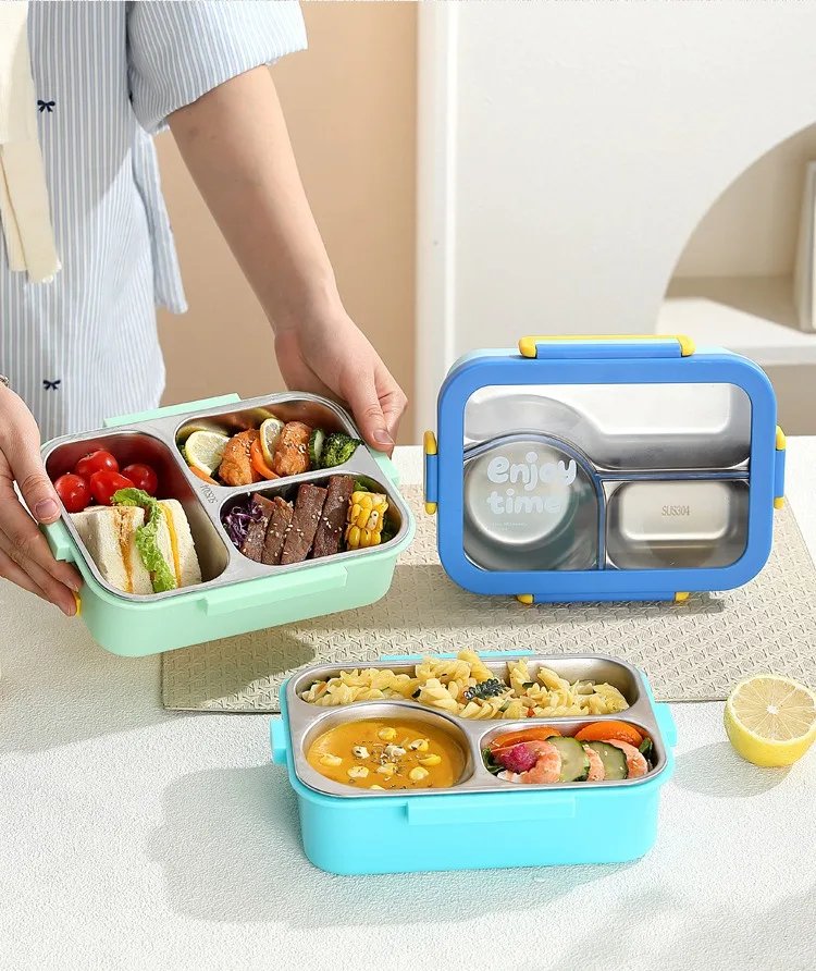 JUSTINLAU 304 Stainless Steel Lunch Box Compartment Leak-proof Student Office Workers Bento Box with Tableware Food Container JUSTINLAU 304 Stainless Steel Lunch Box Compartment Leak-proof Student Office Workers Bento Box with Tableware Food Container